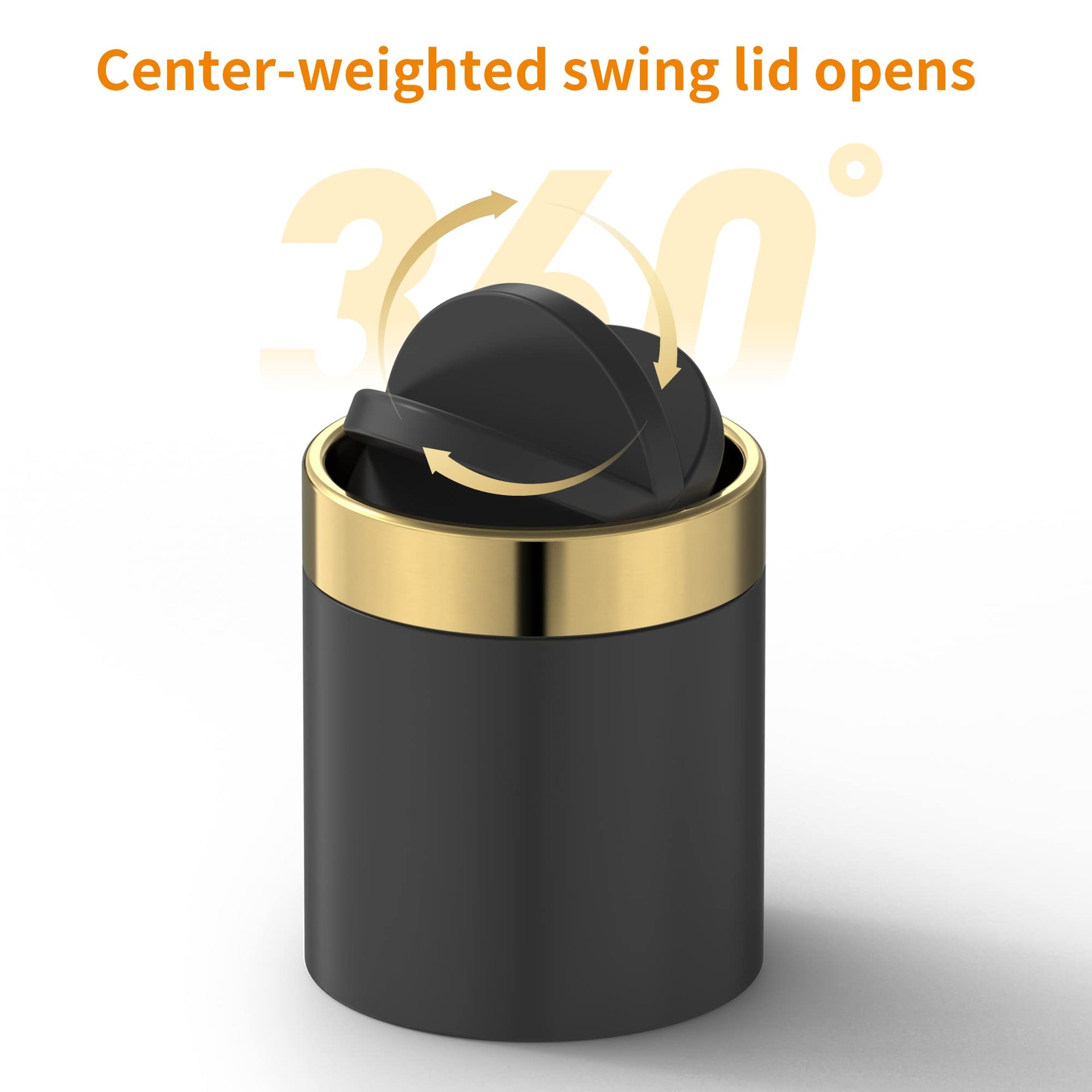 0.4 Gal Matte Black Desktop Mini Swing Lid Trash Can