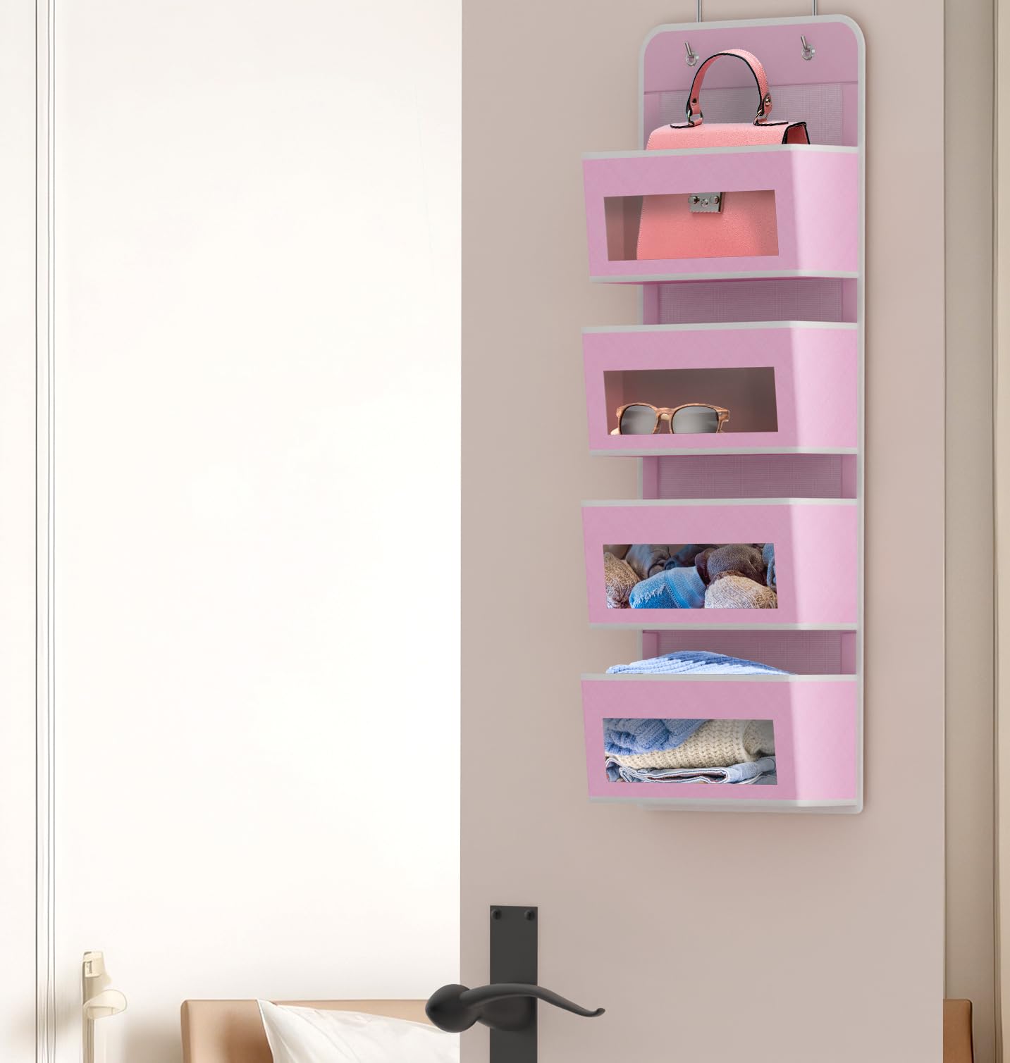 4 Clear Window Pocket Over Door Hanging Organizer