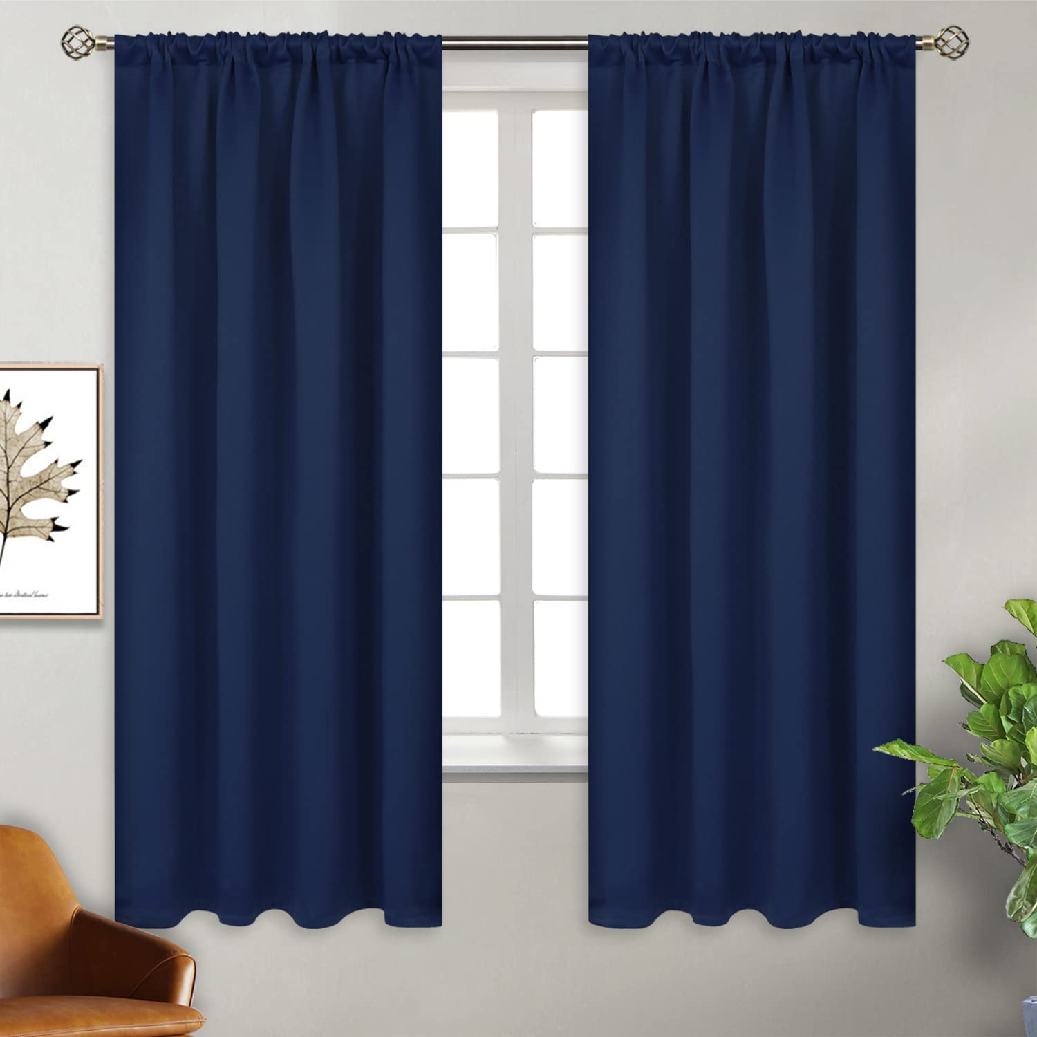 Rod Pocket Blackout Curtains for Bedroom (2 Count)