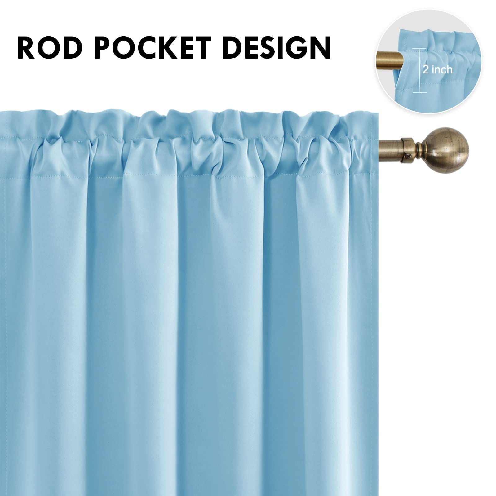 Blackout Curtains for Bedroom Living Room 52 x 54 Inch Long 2 Panels