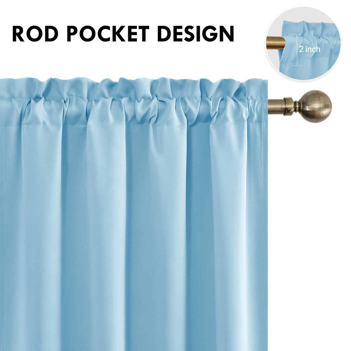 Blackout Curtains for Bedroom Living Room 52 x 84 Inch Long 2 Panels
