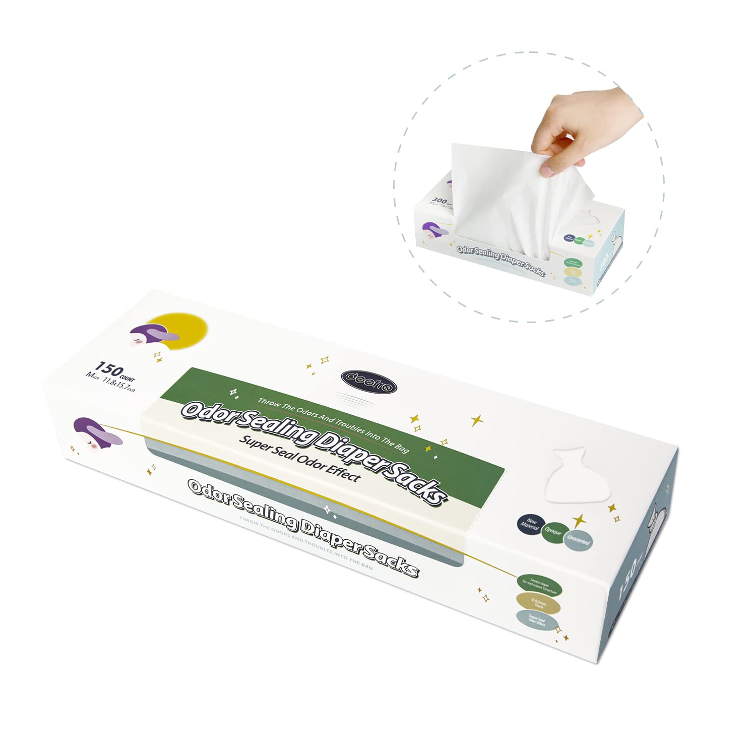Odor Sealing Disposable Diaper Bags XS (150 Count)