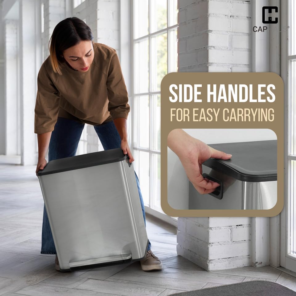 Black Dual Trash Can w (2 Count)
