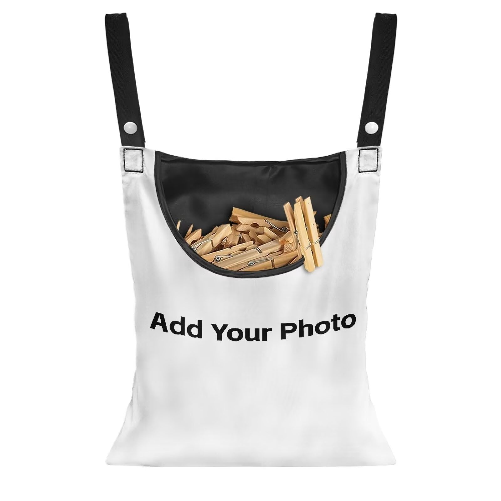 Custom Clothespin Bag Add Your Photo & Pet Photo Design with Picture Text Photo Custom Clothespin Storage with Hanger Hook Custom Clothespin Bag with Large Opening