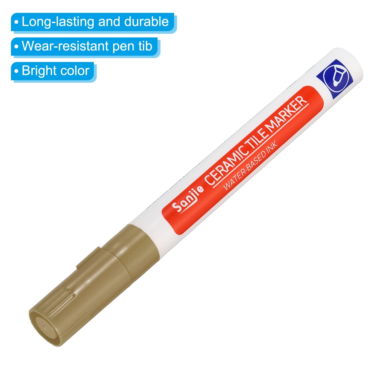Grout Pen 4 Pack Khaki Tile Marker Waterproof Grout Sealer Pen Tile Repair Pens Paint Pens for Wall Floor Bathroom Kitchen Refresh (4 Count)