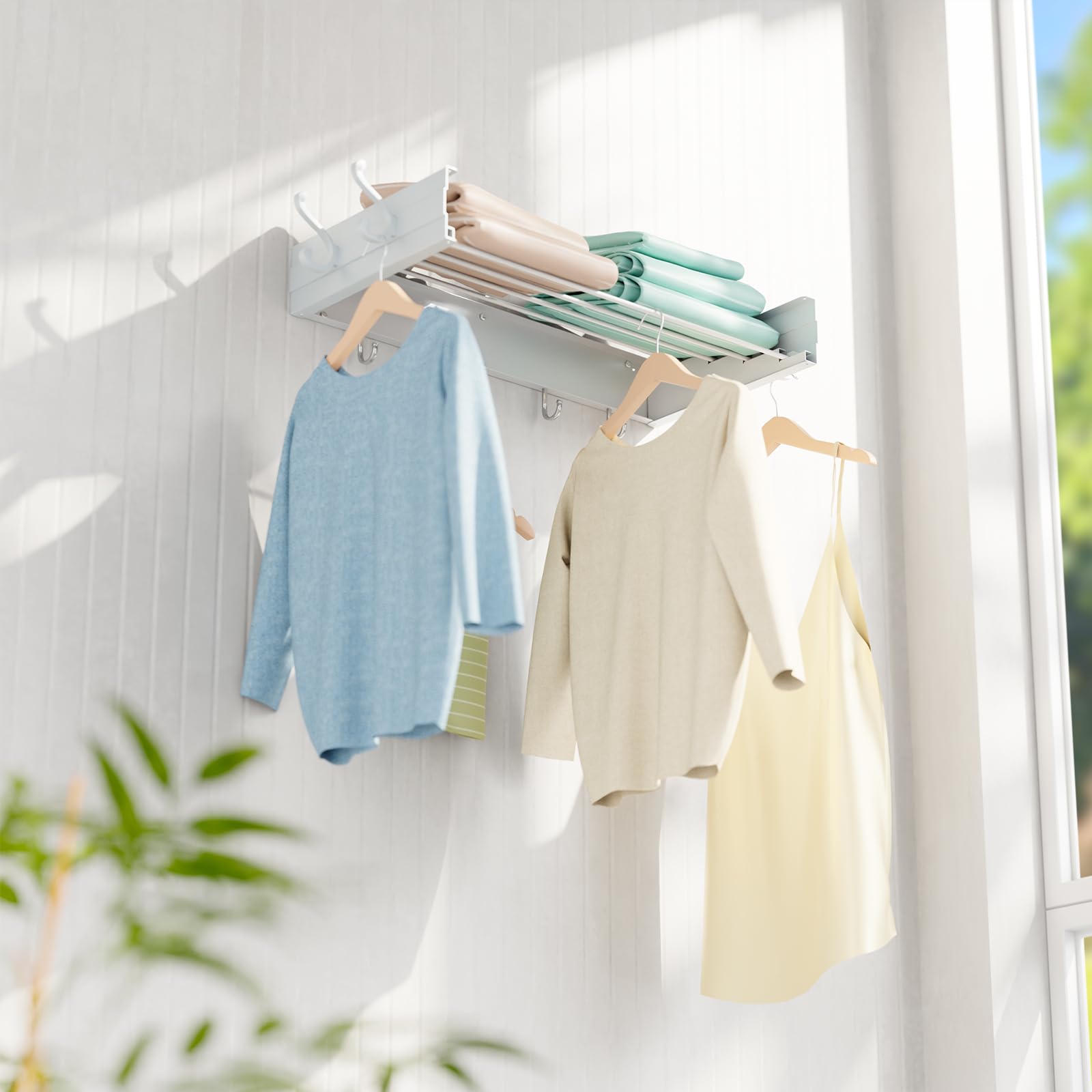 Wall Mounted Foldable Clothes Drying Rack
