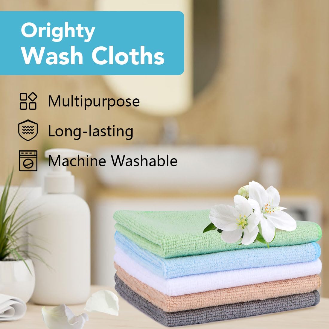 Washcloths 5 Pack Microfiber Face Towels (5 Count)