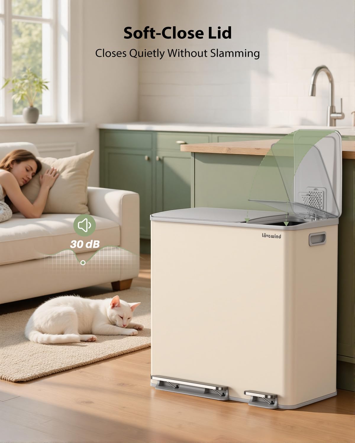 Dual Trash and Recycling Bins for Kitchen