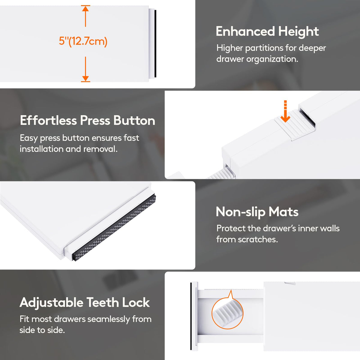 5" Tall Upgrade Drawer Dividers (6 Count)