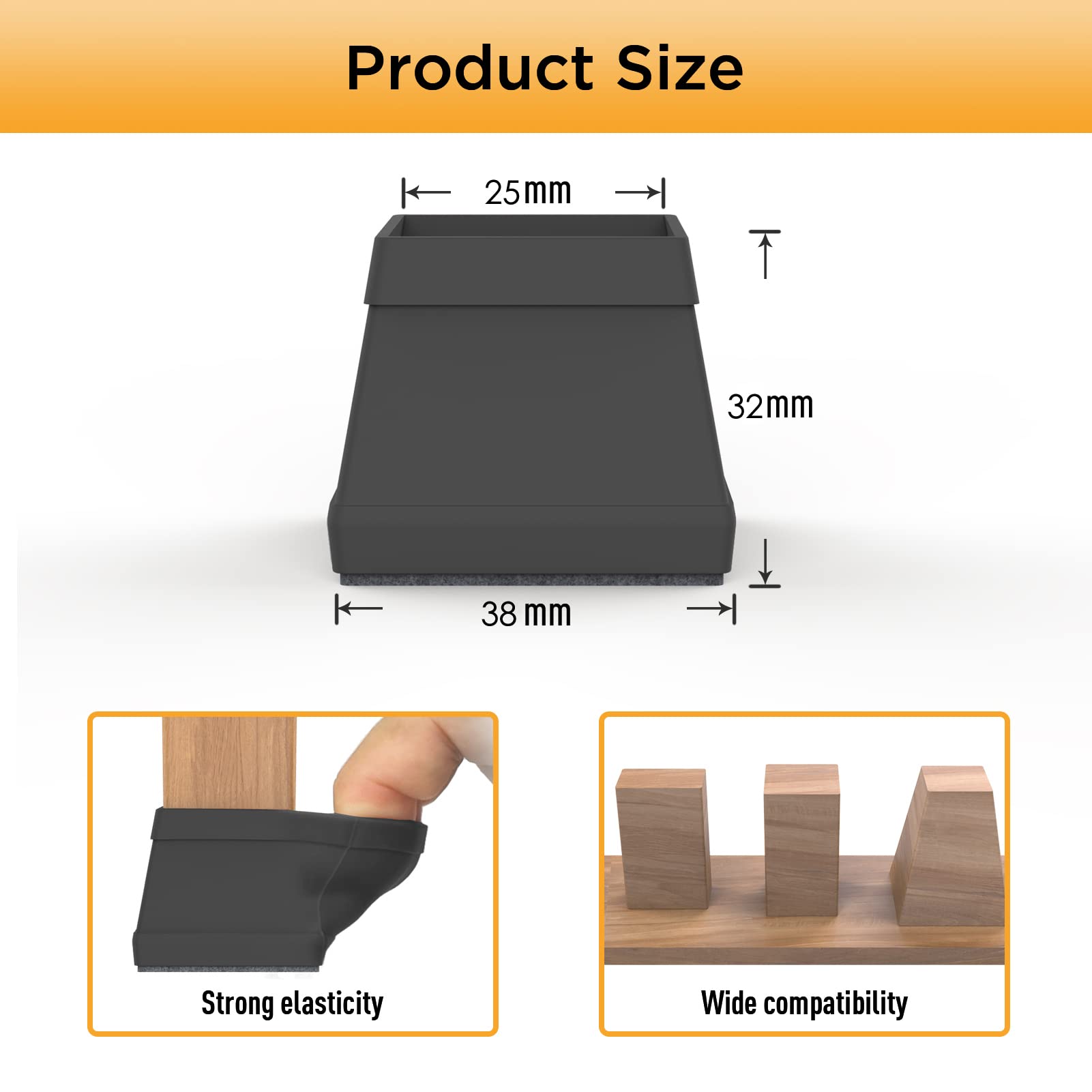 16 PCS Square Chair Leg Floor Protector (16 Count)