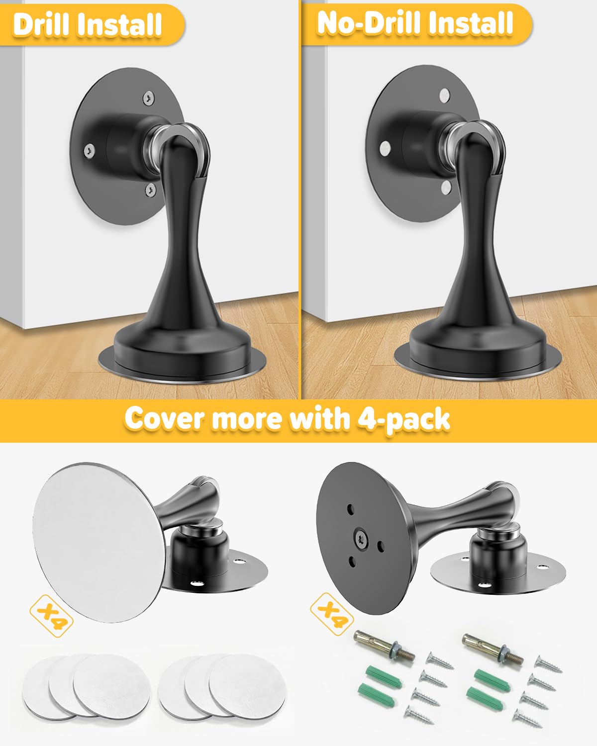 Door Stoppers Magnetic Door Catch 4 Pack Stainless Steel Magnetic Door Stop (4 Count)