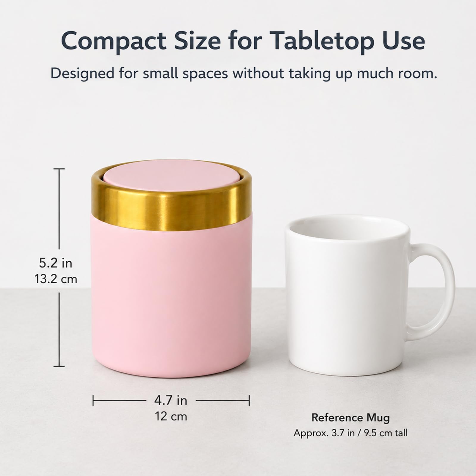 Pink Mini Countertop Trash Can with Lid