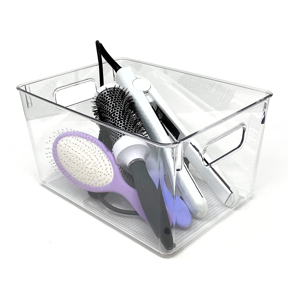 3 Pack Large Clear Storage Bins with Handles (3 Count)