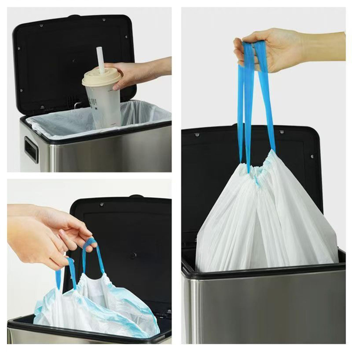 15 Gallon white drawstring trash bags (60 Count)