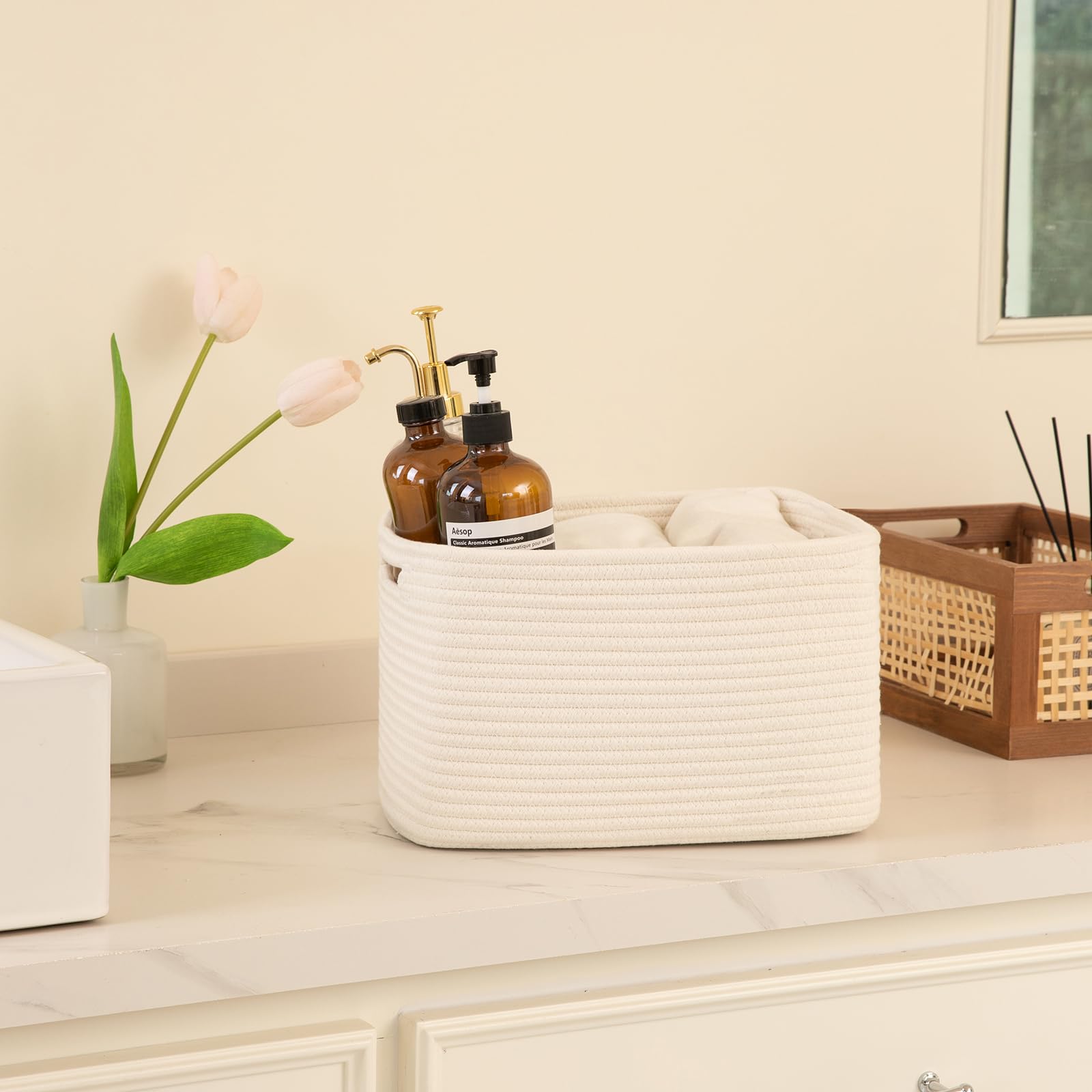 4 Pack Storage Baskets for Organizing 15L Cube Storage Bins White (4 Count)