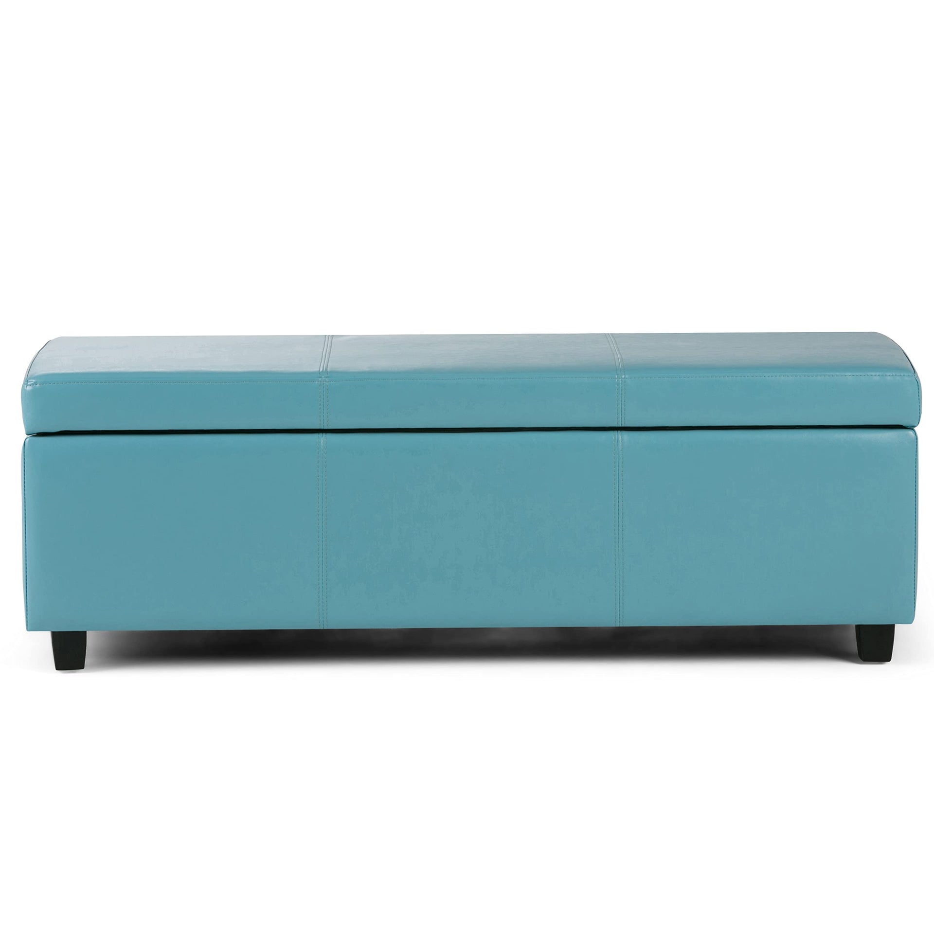 Avalon 48" Wide Vegan Leather Storage Ottoman in Soft Blue