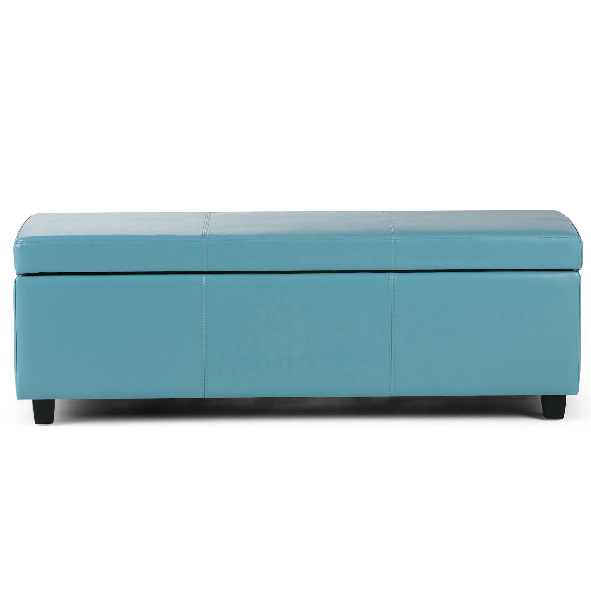 Avalon 48" Wide Vegan Leather Storage Ottoman in Soft Blue
