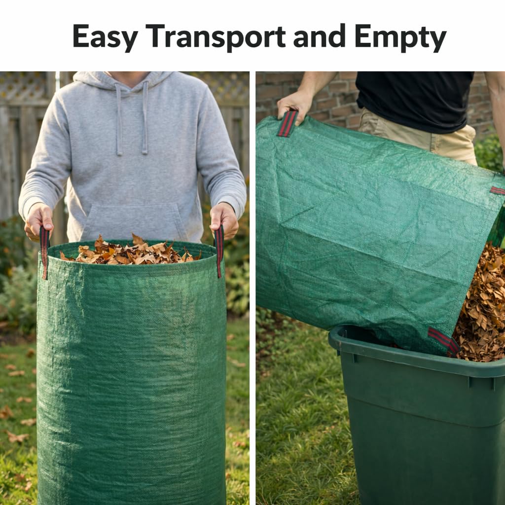 3 Pack 72 Gallon Garden Waste Bags Reusable Heavy Duty (3 Count)