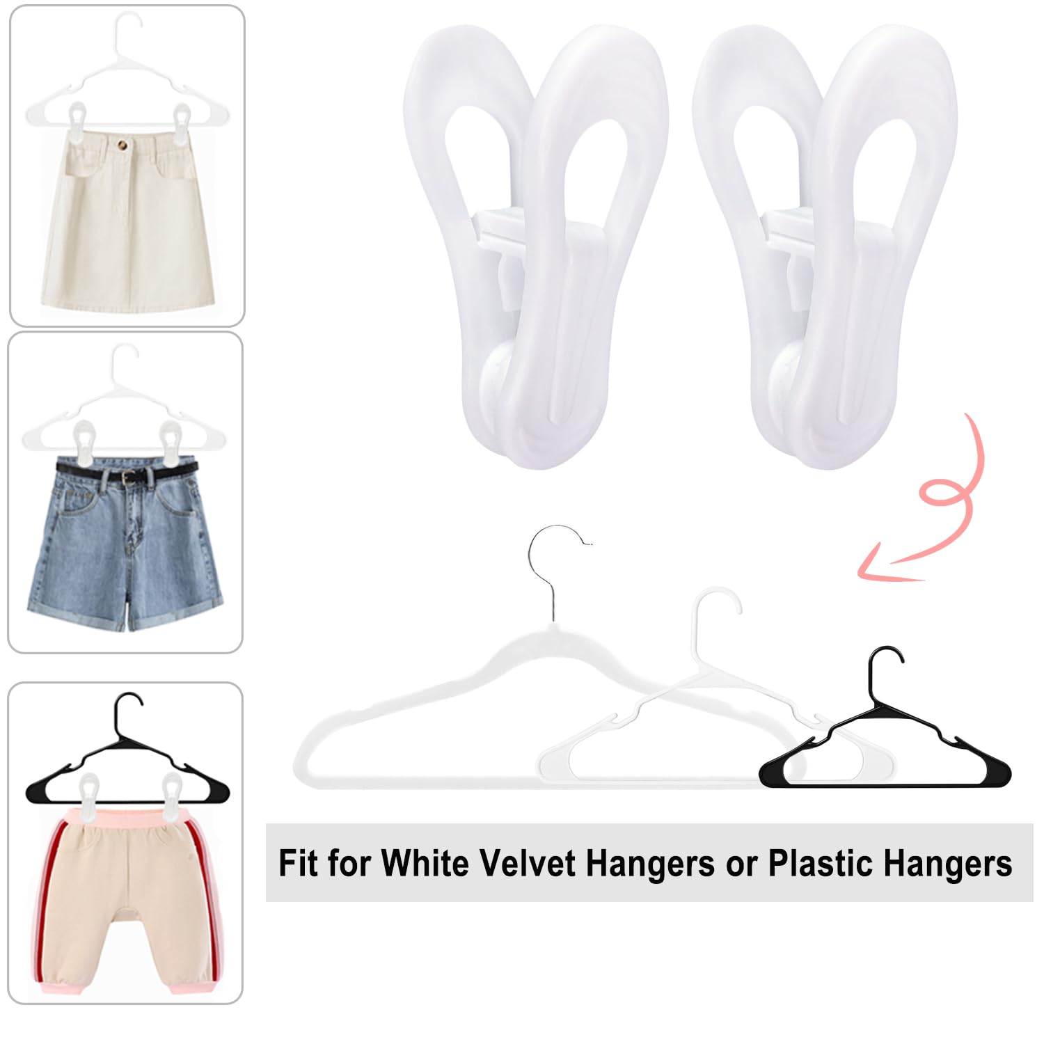 White Hanger Clips 60 Pack