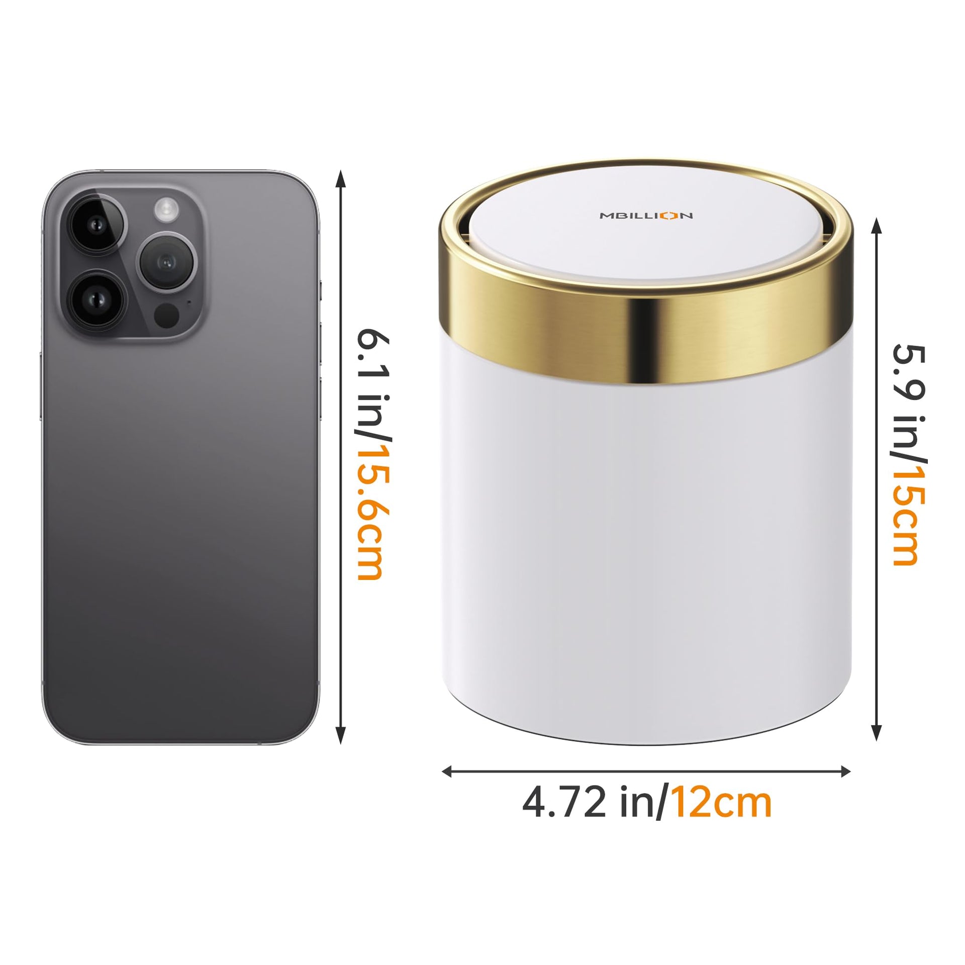 0.4 Gal White Desktop Mini Swing Lid Trash Can