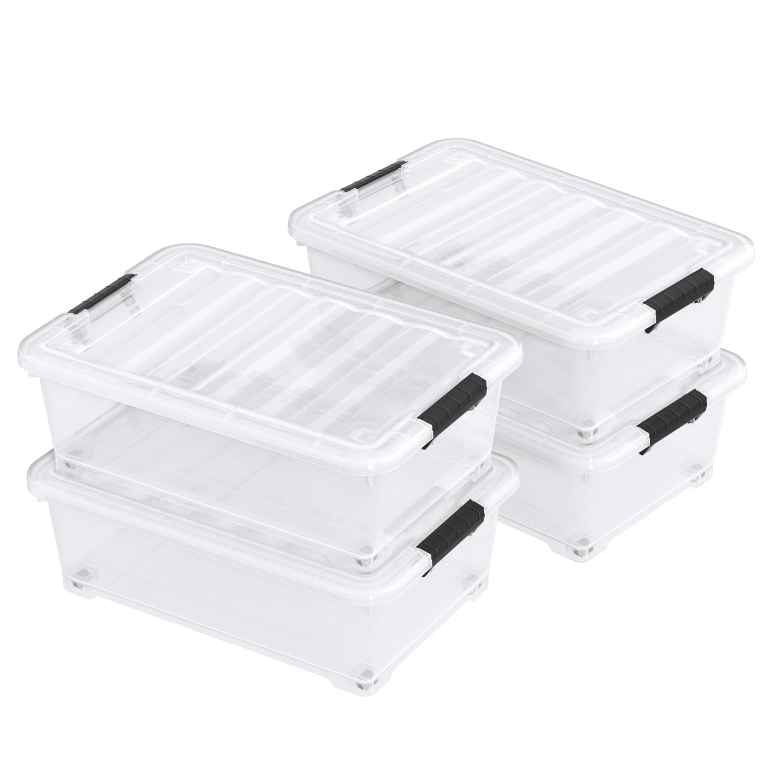 20 L 4 Pack Clear Plastic Under the Bed Storage with Wheels (4 Count)