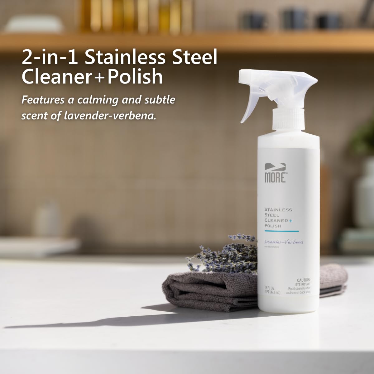 MORE Stainless Steel Cleaner & Polish Spray + Microfiber Cloth (16 Fl Oz) - ModHome Supplies
