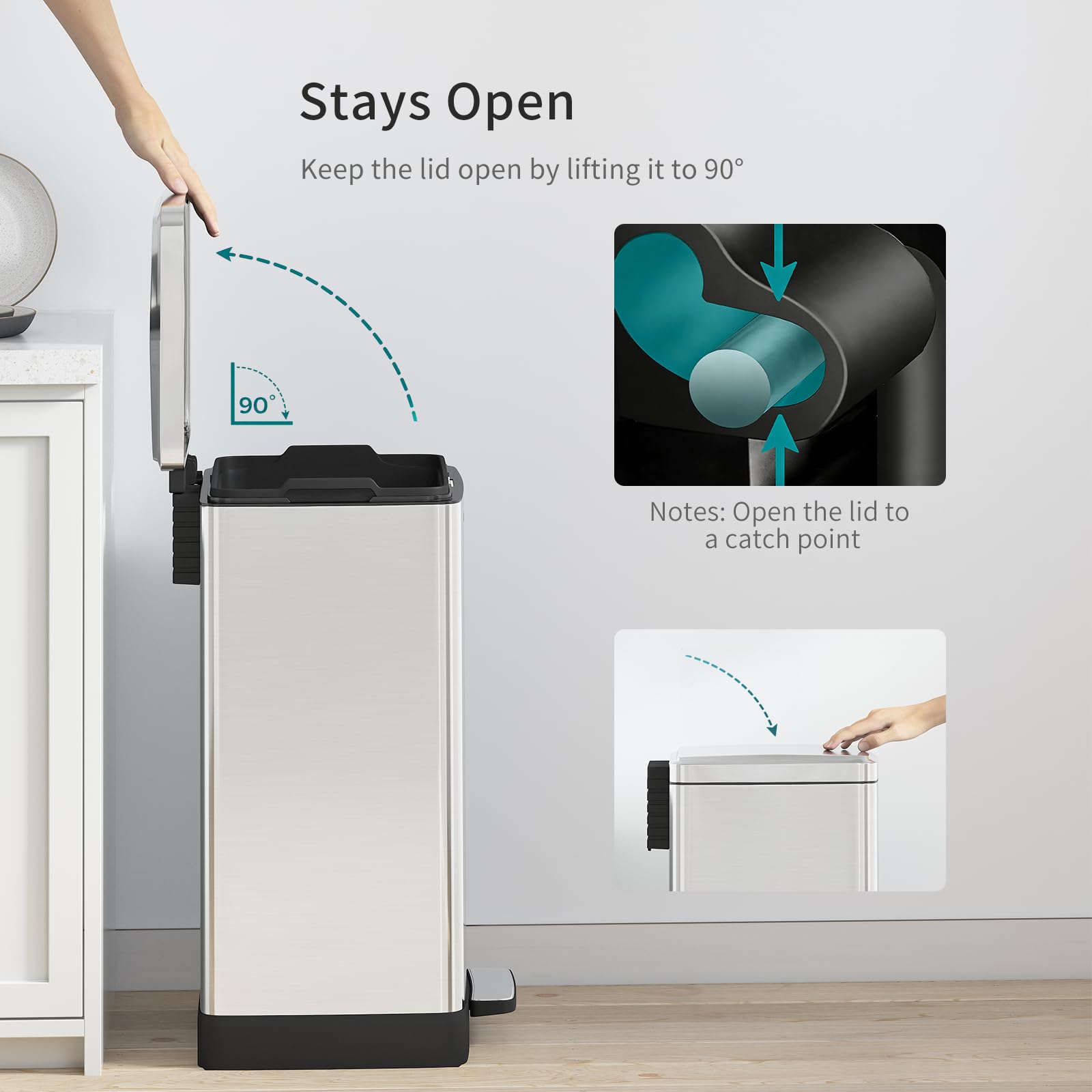 18 Gallon Kitchen Trash Can with Lid