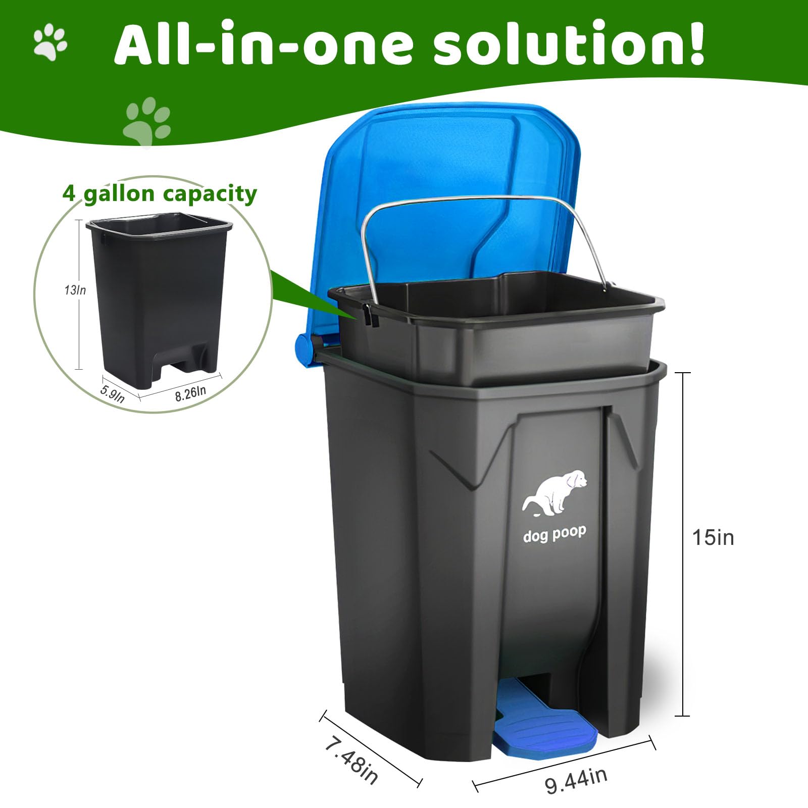 Dog Poop Trash Can Outside (100 Count)