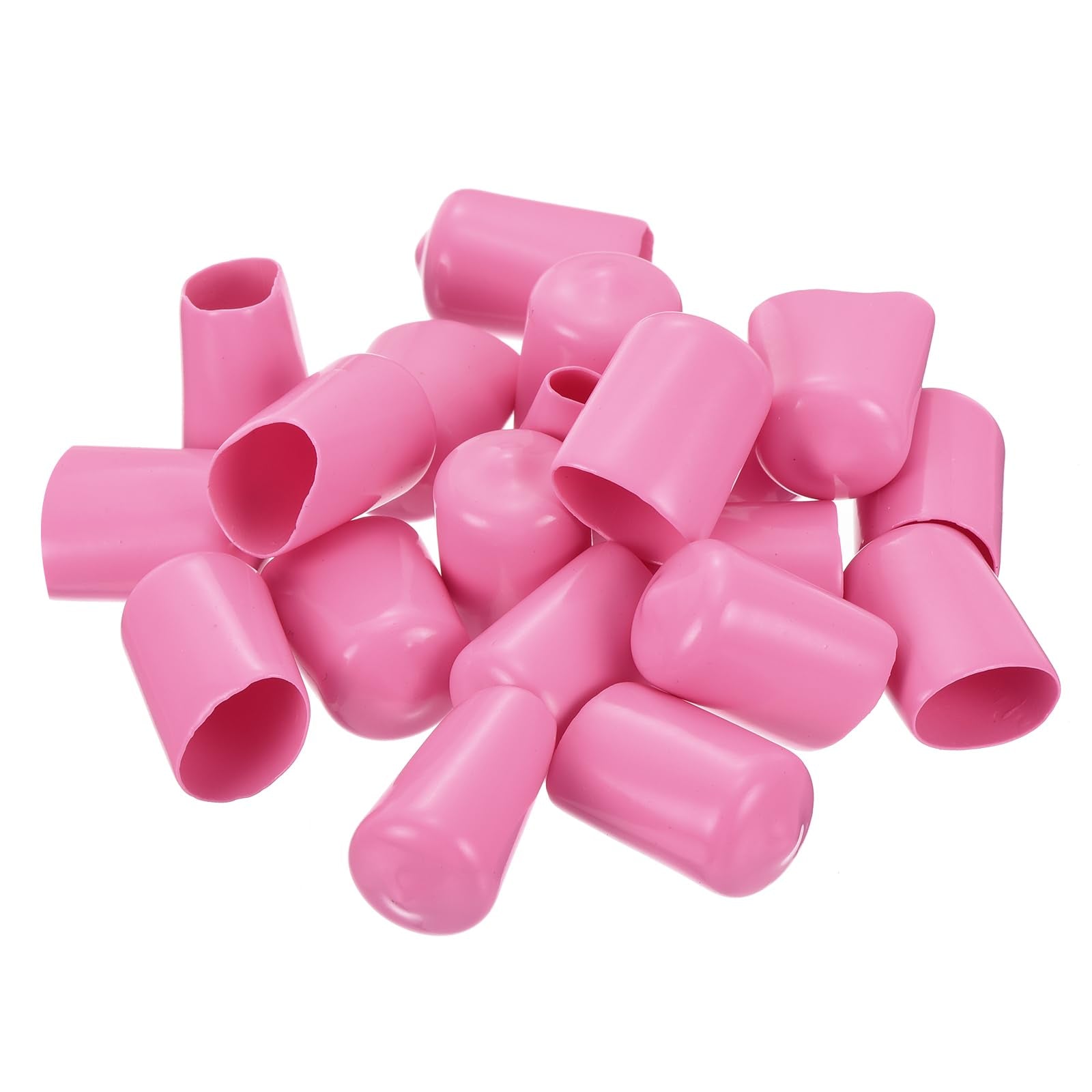 20pcs Rubber End Caps 14mm ID Vinyl PVC Round Tube Bolt Cap Cover Screw Thread Protectors Pink