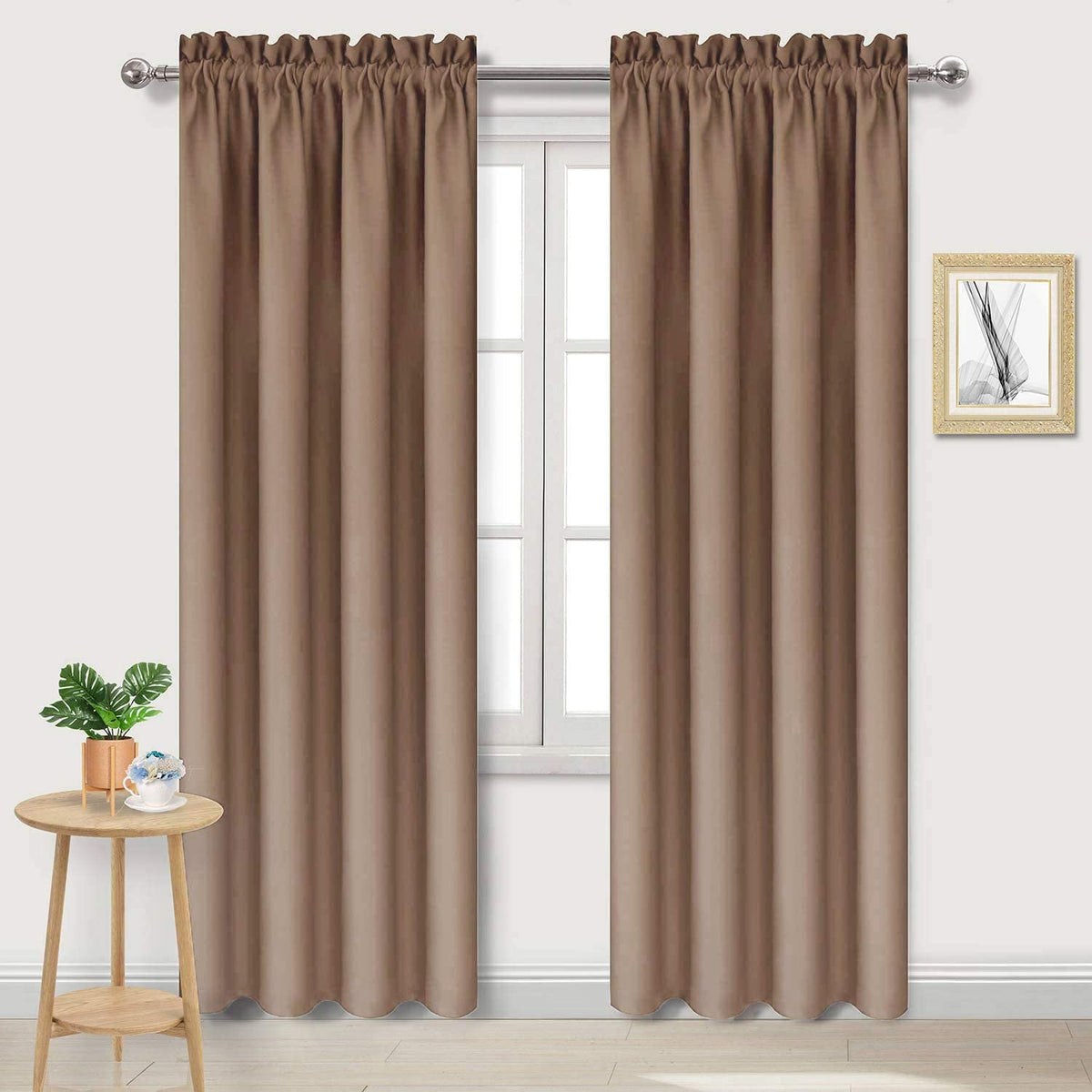 Blackout Curtains for Bedroom Living Room 42 x 84 Inch Long Khaki (2 Count)