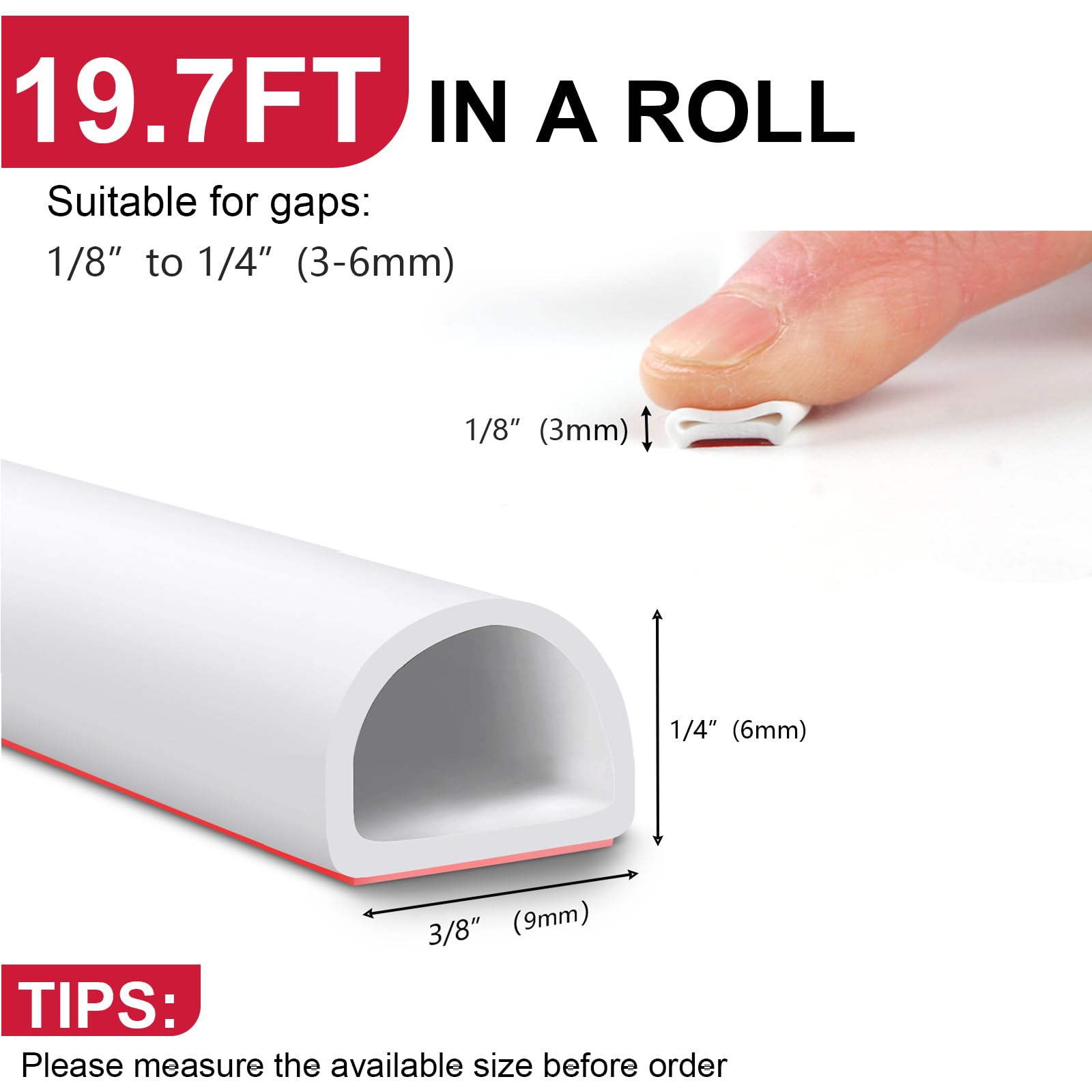 Silicone Weather Stripping Door Seal (19.7 Foot)