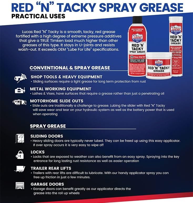 Lucas 10005-30PK Red N' Tacky Grease, (Pack of 30)