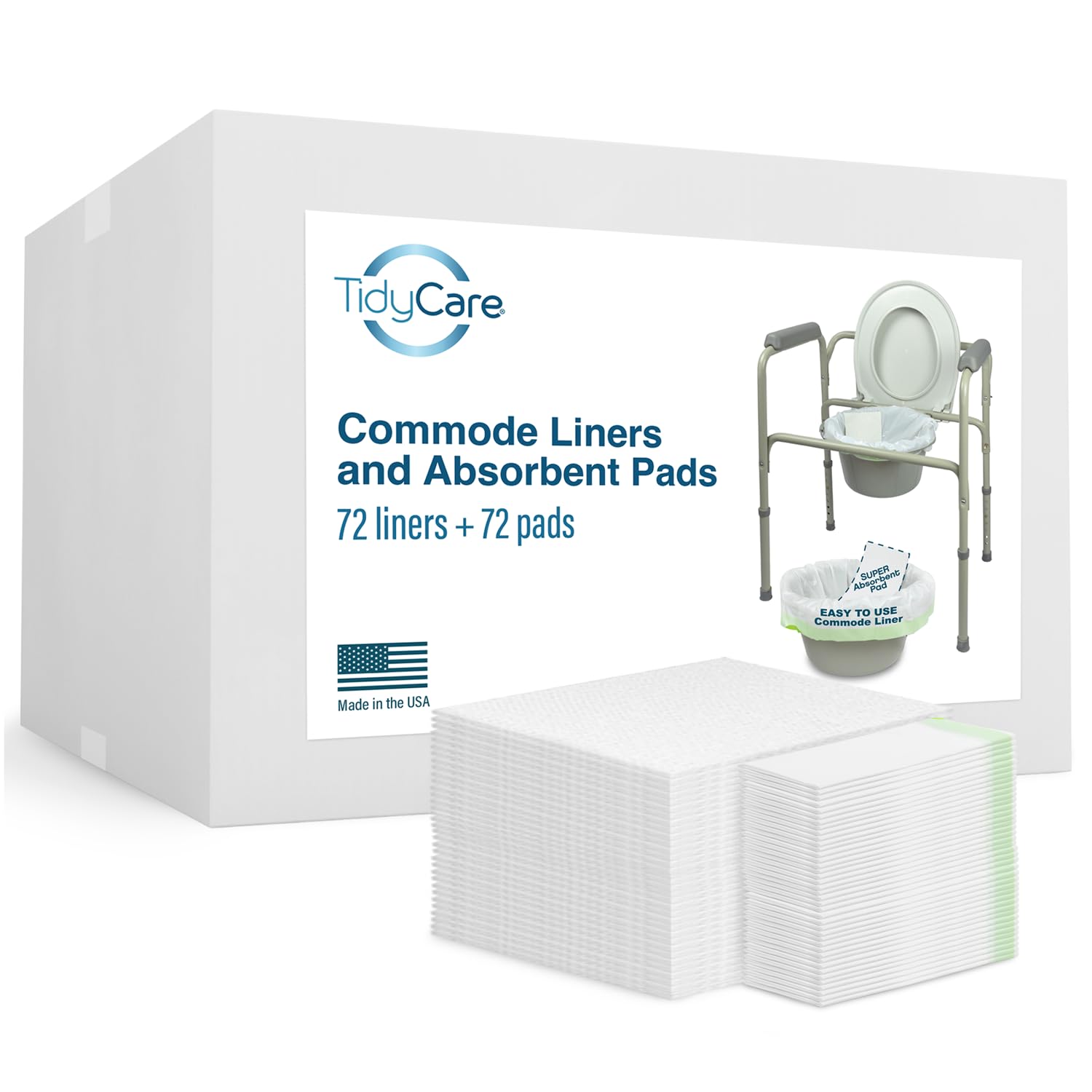Disposable Bedside Commode Liners and Pads for Portable Toilet Chair Seat Bucket and Bedpan (144 Count)