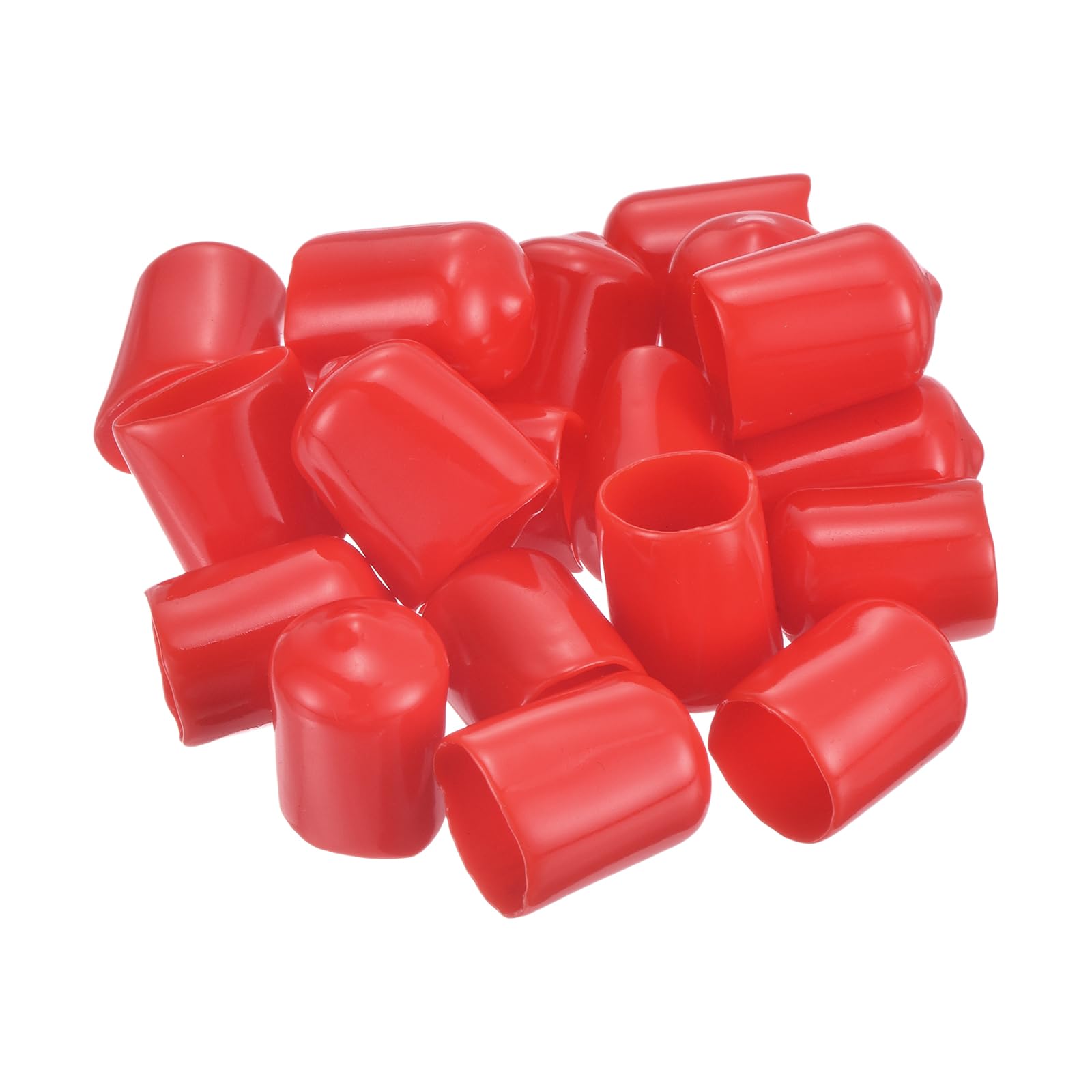 20pcs Rubber End Caps 14.5mm ID Vinyl Round Tube Bolt Cap Cover Thread Protectors Red