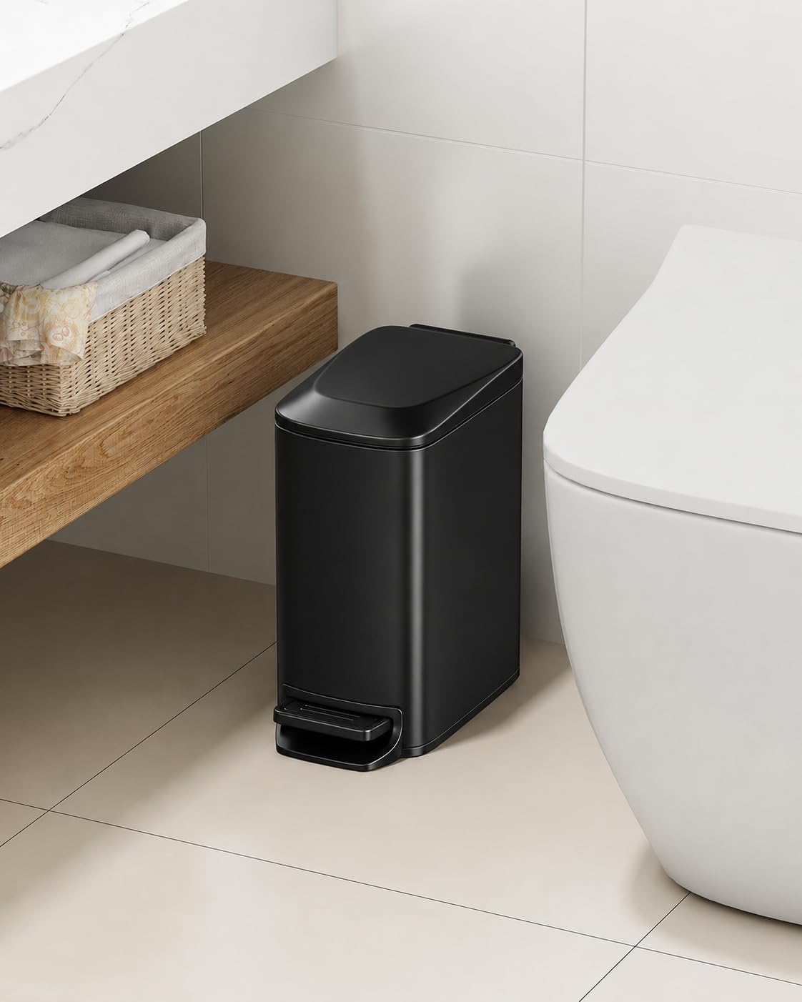 Small Bathroom Trash Can with Lid