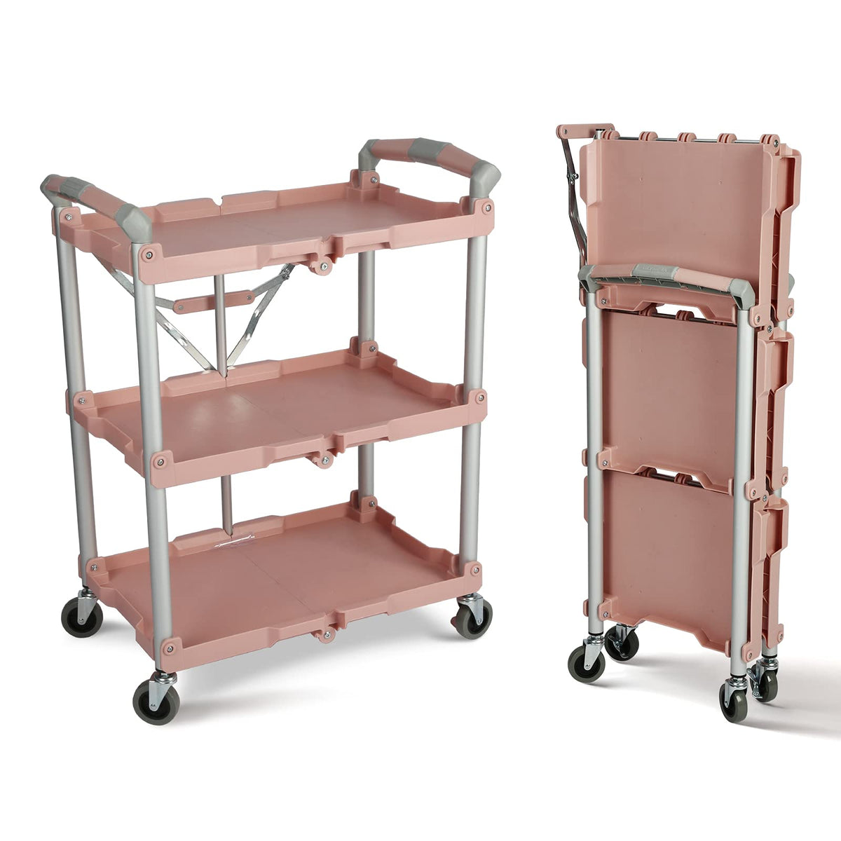 89-350 Pack-N-Roll Folding Collapsible Service Cart, 150LB Capacity, Rose