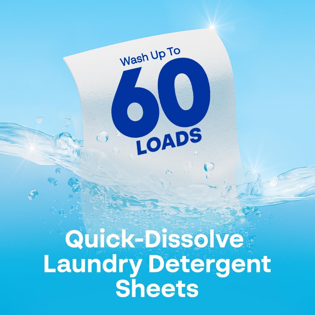 Earth Breeze Laundry Detergent Sheets Fragrance-Free - 60 Loads Eco Liquidless Soap - Travel-Friendly for Hot & Cold Cycles, Tackles Tough Stains & Odors - Gentle on Sensitive Skin, 30 Ct - ModHome Supplies