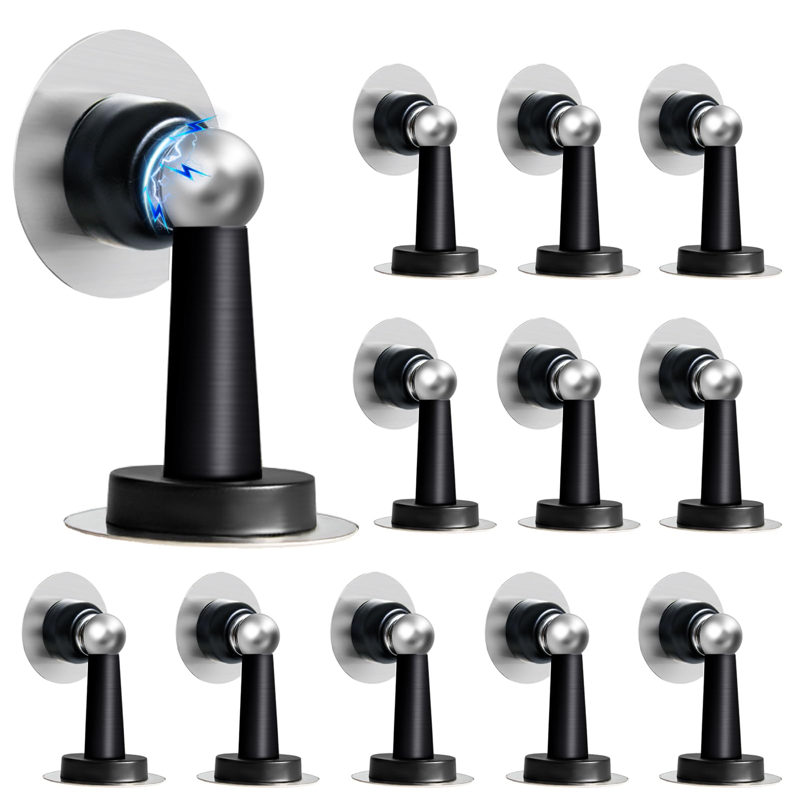 Magnetic Door Stop 12 Pack Stainless Steel Door Holders to Keep Door Open Self (12 Count)