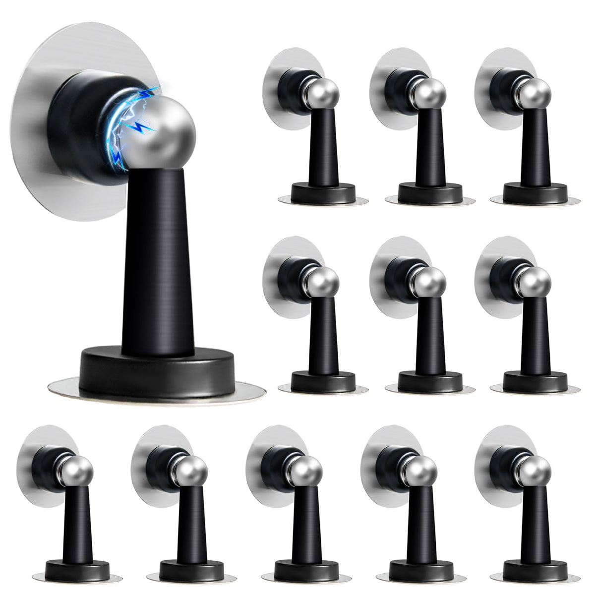 Magnetic Door Stop 12 Pack Stainless Steel Door Holders to Keep Door Open Self (12 Count)