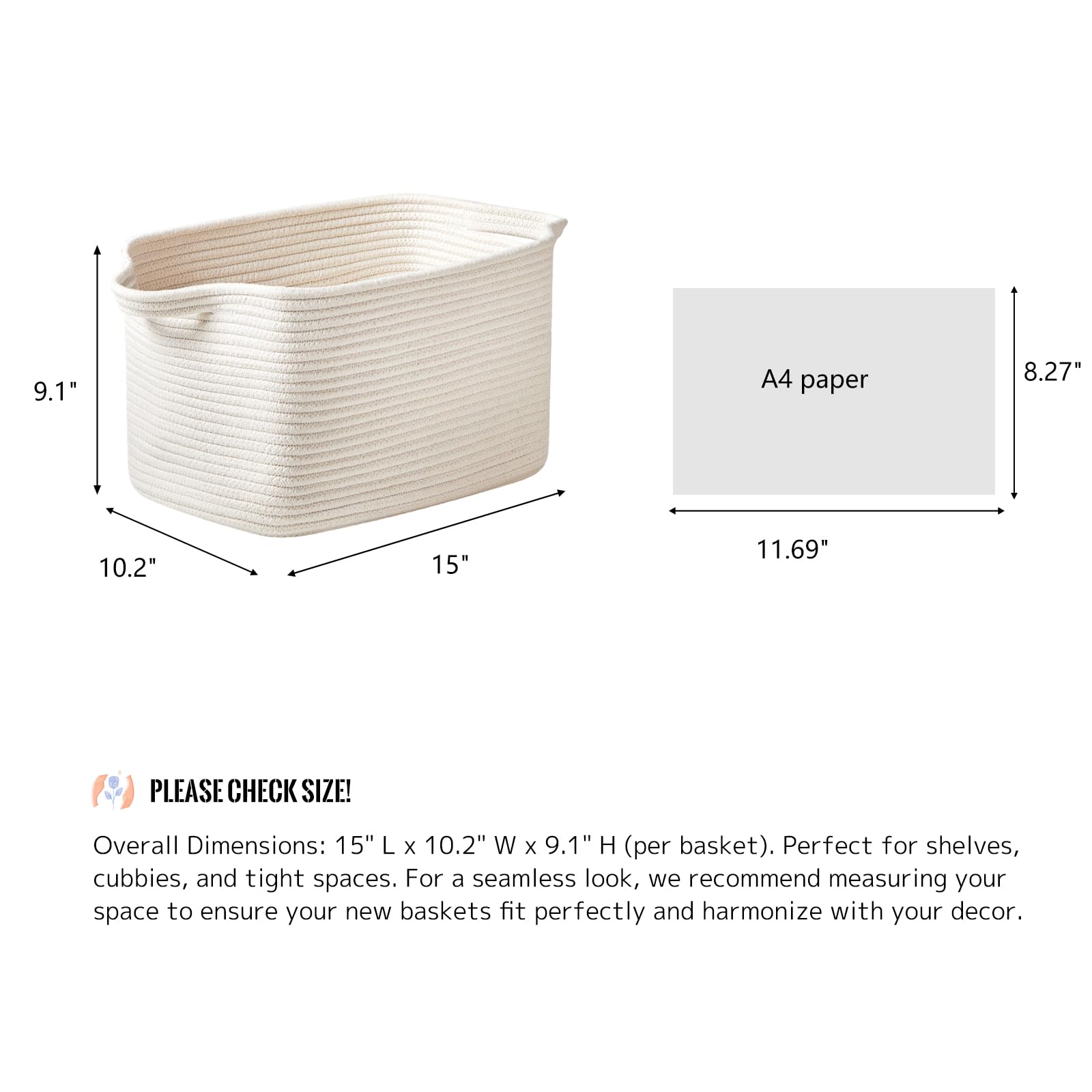 Cotton Rope Basket Set of 3 (3 Count)