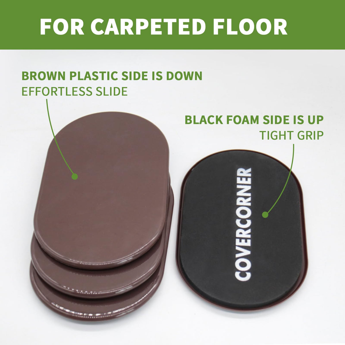 Furniture Sliders for Carpet 4 PCS (4 Count)