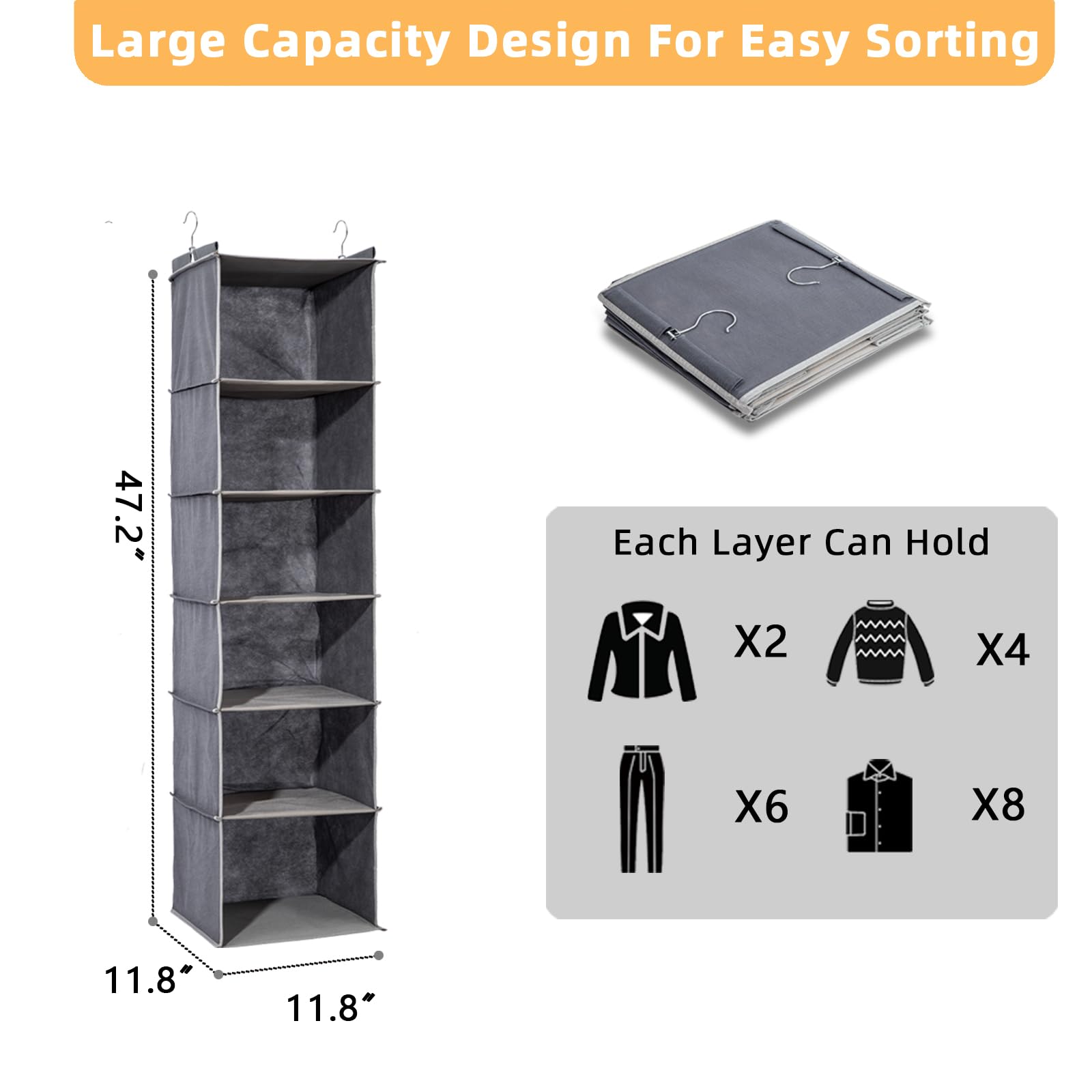 2 Packs Hanging Closet Organizer (2 Count)