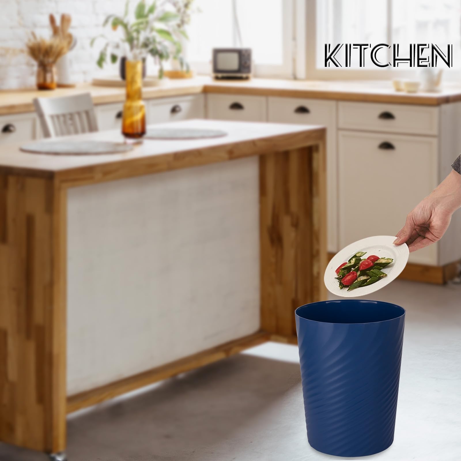 Plastic Small Bathroom Trash Can Wastebasket Garbage Can (2 Count)