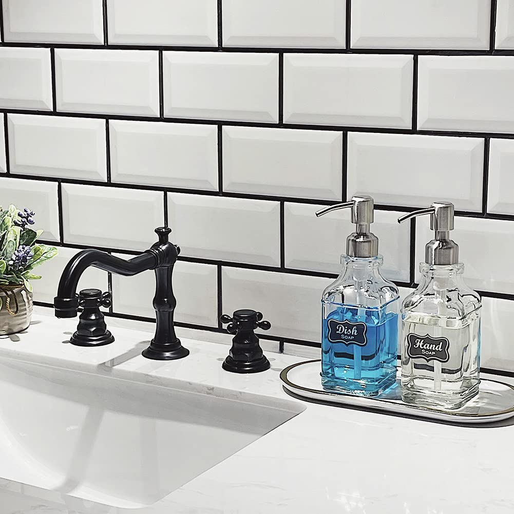2Pack Hand&Dish Glass Soap Dispenser with Rust Proof Pump & Stickers (2 Count)
