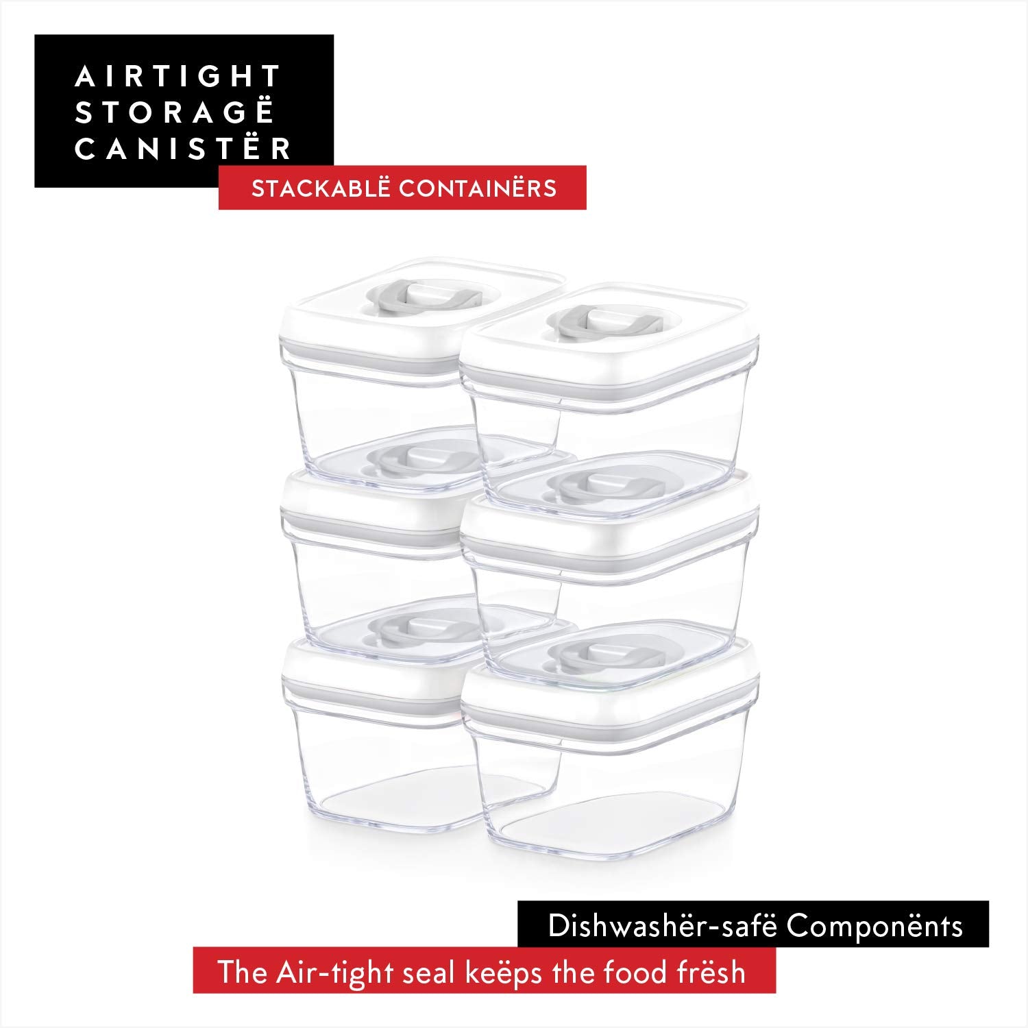 Airtight Food Storage Containers with White Lids (6 Count)