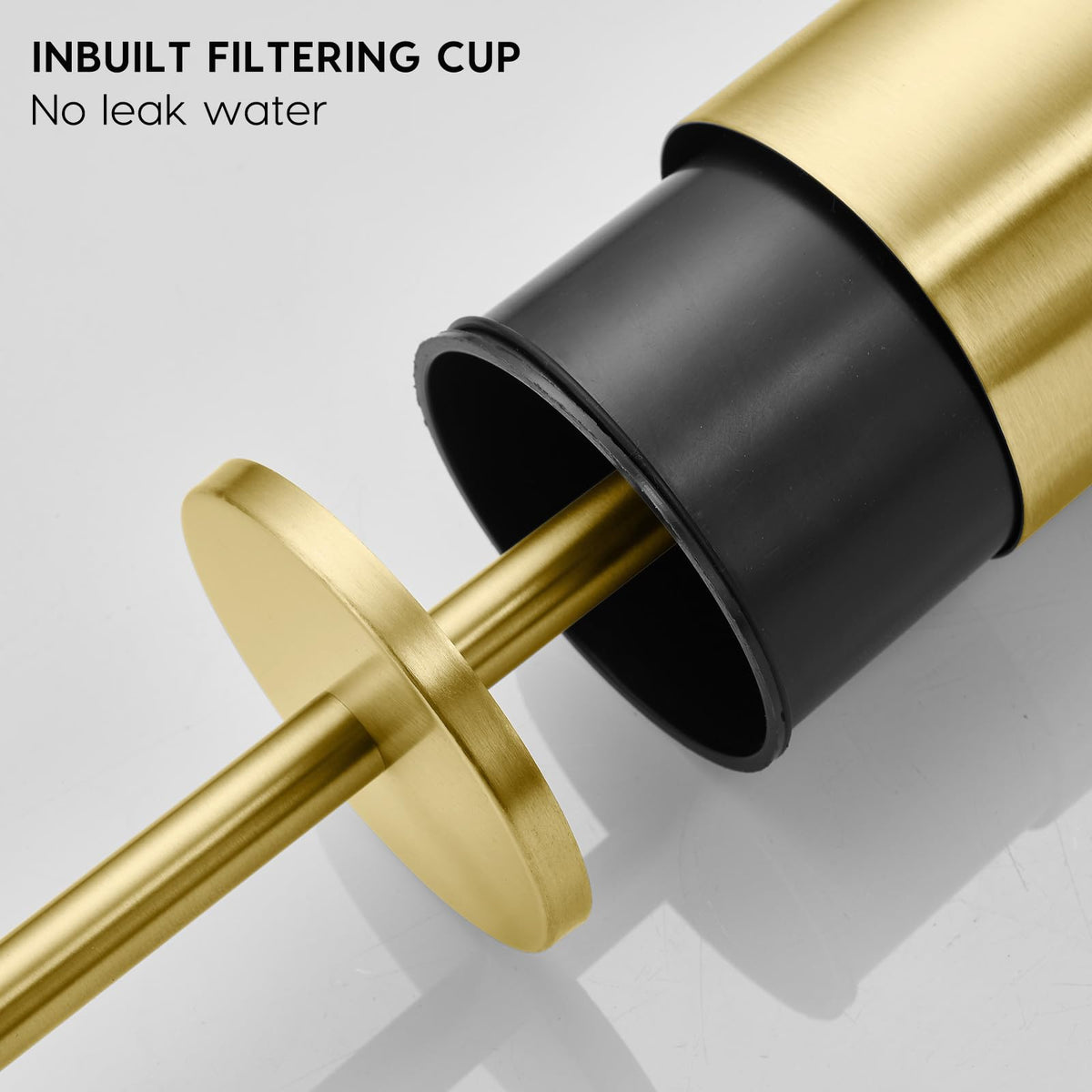 Brushed Gold Stainless Steel Wall Mounted Toilet Brush and Cover