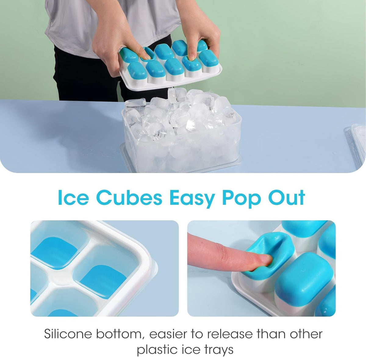 Ice Cube Tray with Lid and Bin (56 Count)