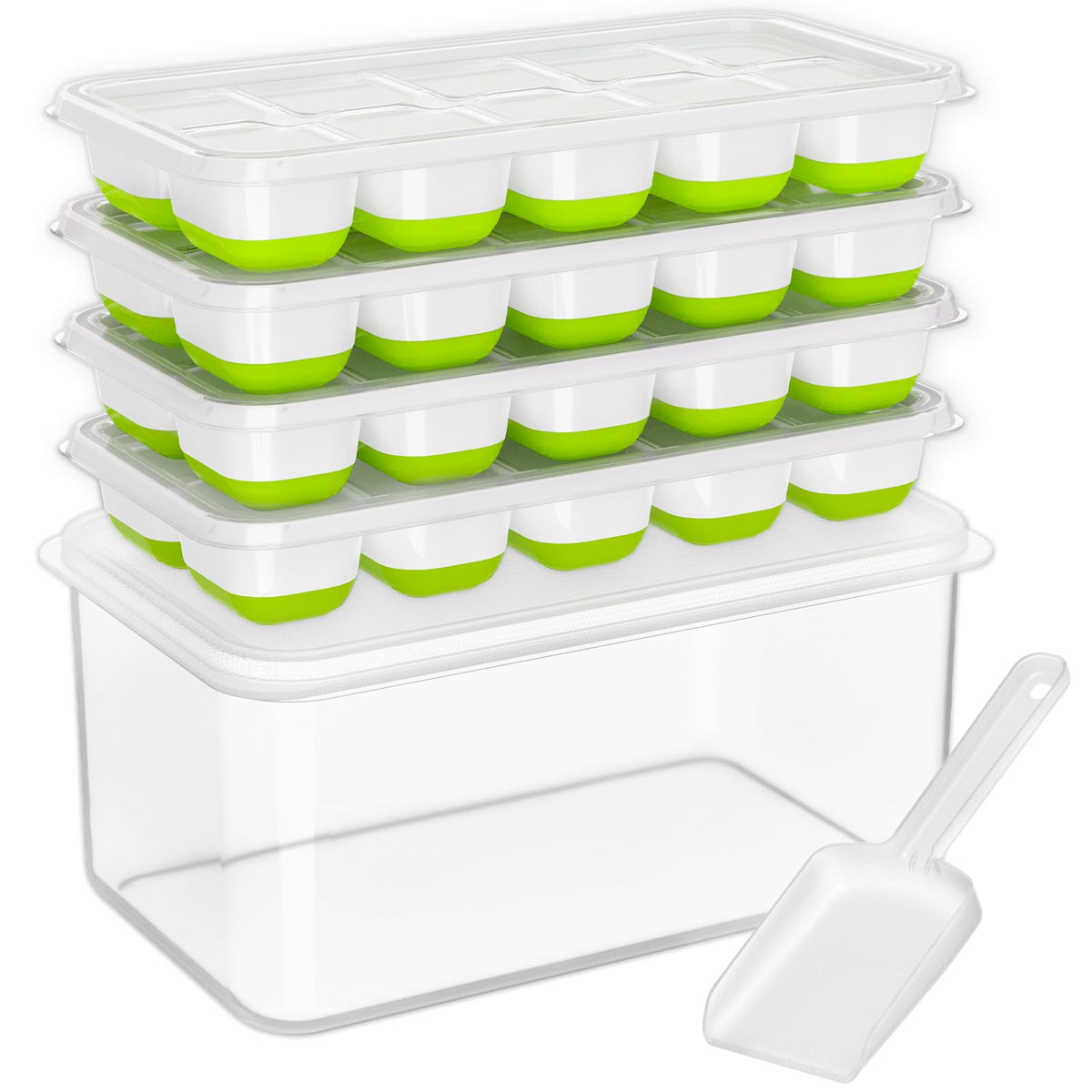 Ice Cube Tray with Lid and Bin (56 Count)