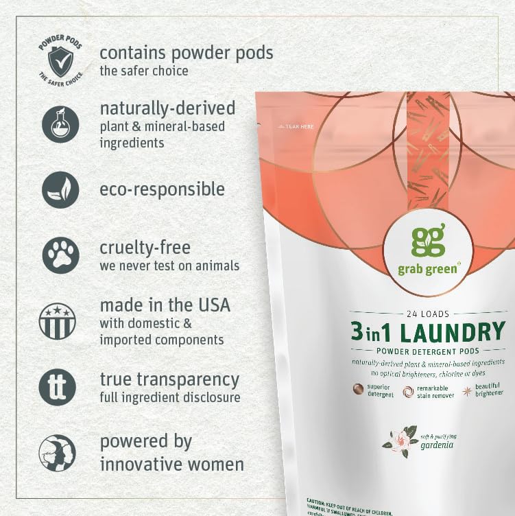 3-in-1 Laundry Detergent Pods, 24 Count, Gardenia