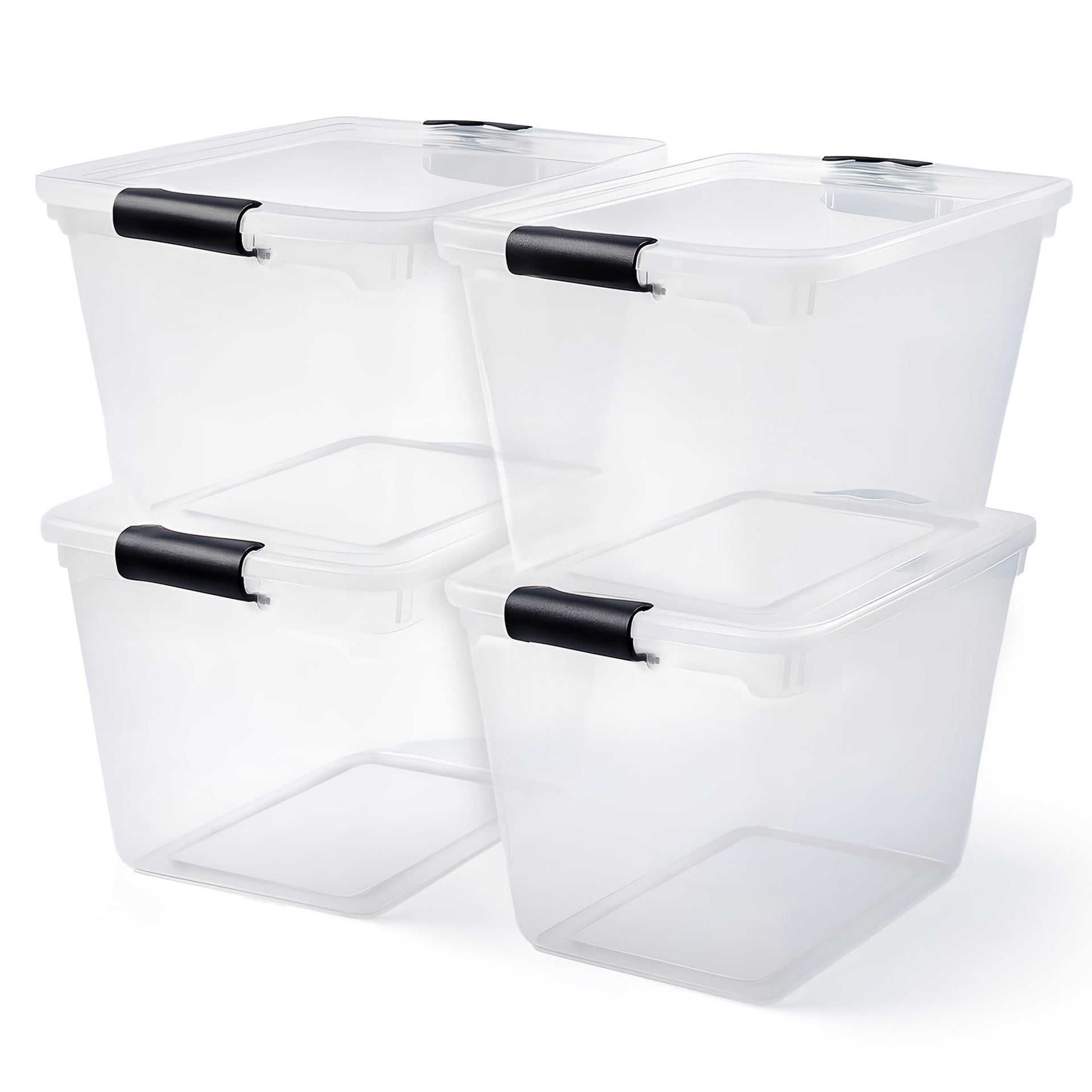 Clear Plastic Storage Bins with Latching Lids (4 Count)